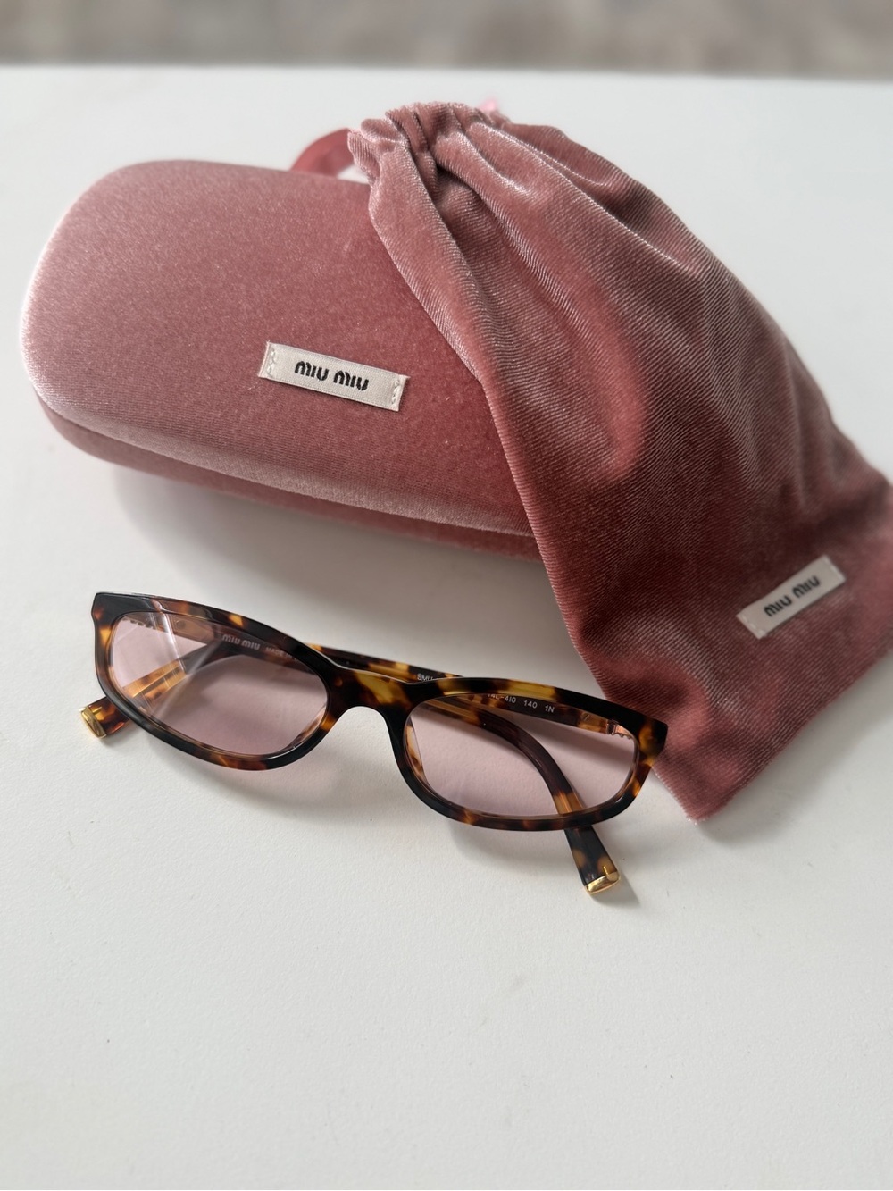 Miu Miu Tortoiseshell Sunglasses with Pink lens & original pink dust bag & case